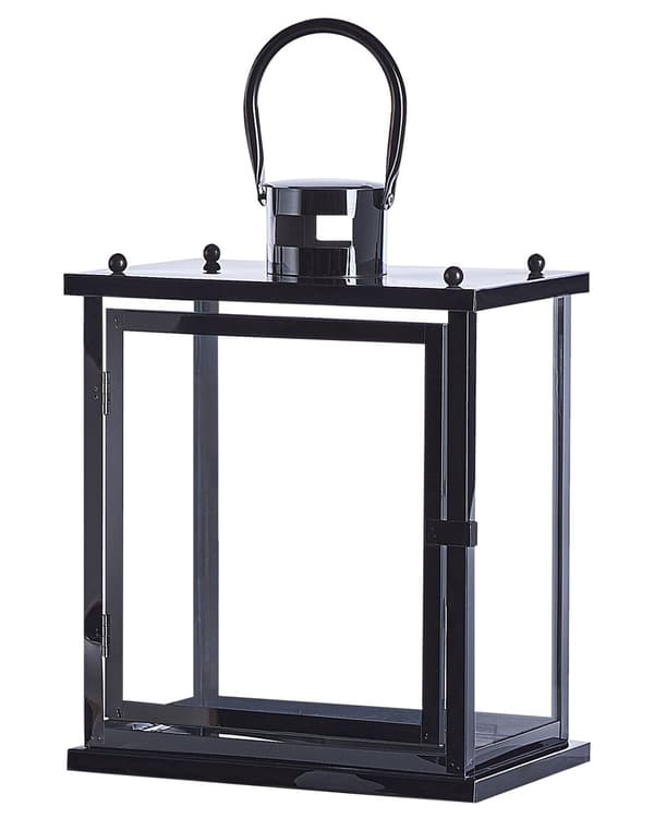 Lanterne Metall Svart 29 cm rustfritt stål lys lykt