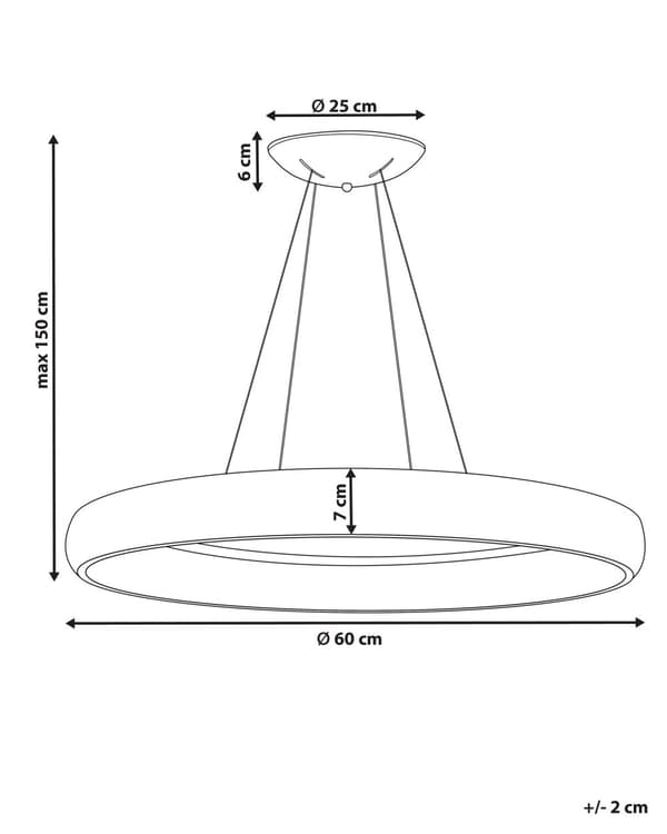 Pendellampe Hvit Stål Aluminium ø 60 cm Integrert LED-lys Ring Rund form Hengende Moderne design Belysning
