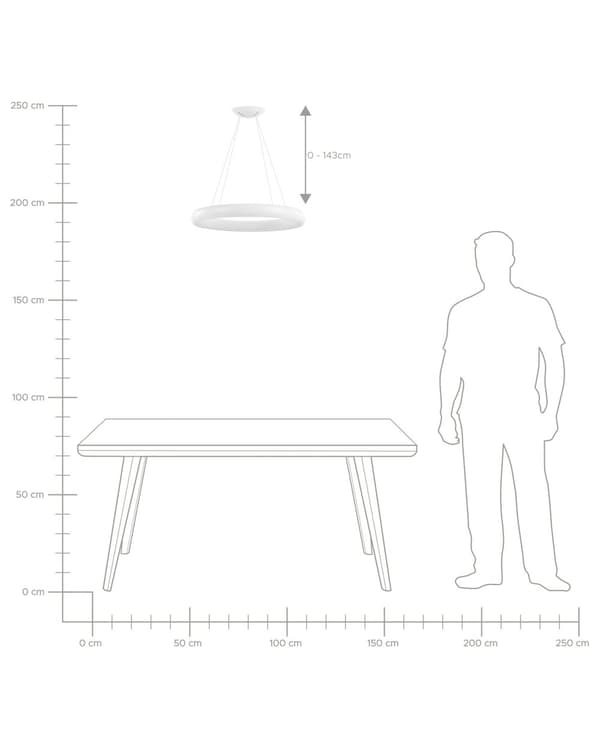 Pendellampe Hvit Stål Aluminium ø 60 cm Integrert LED-lys Ring Rund form Hengende Moderne design Belysning
