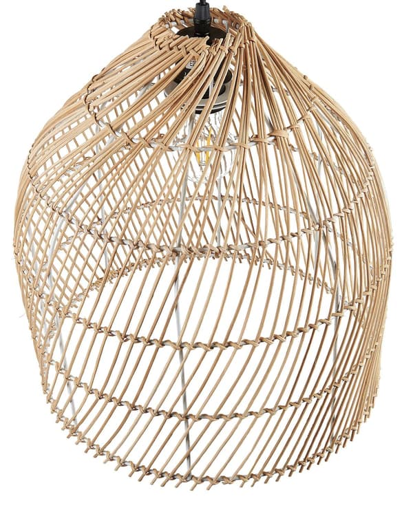 Gulvlampe natur beige metall rotting lampeskjerm 165 cm boho belysning stue