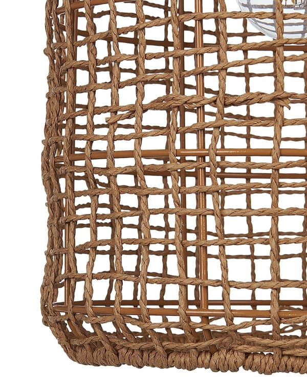 Pendellampe brun naturlig papirsnor åpen struktur skjerm justerbar ledning boho belysning
