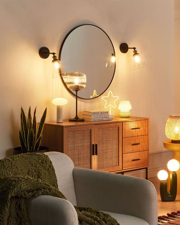 Bordlampe Svart Grå glassjern 50 cm Globeskjerm Nattbord Lys Soverom Stue Retro Klassisk