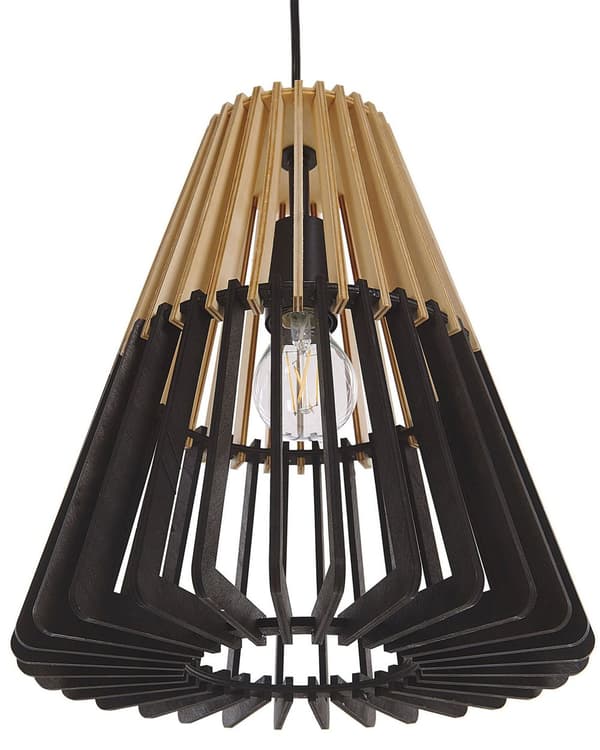 Hengelampe Pendellampe 121 cm Lyst Tre Svart Skandinavisk Design