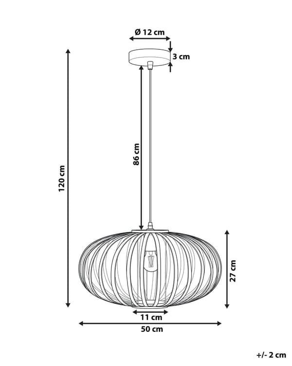 Pendellampe Lampe Lampe i Tre Bambus Oval Skjerm Hengende Taklampe