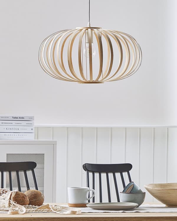 Pendellampe Lampe Lampe i Tre Bambus Oval Skjerm Hengende Taklampe