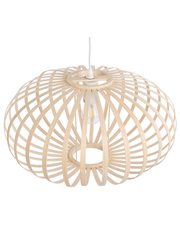 Pendellampe Lampe Lampe i Tre Bambus Oval Skjerm Hengende Taklampe