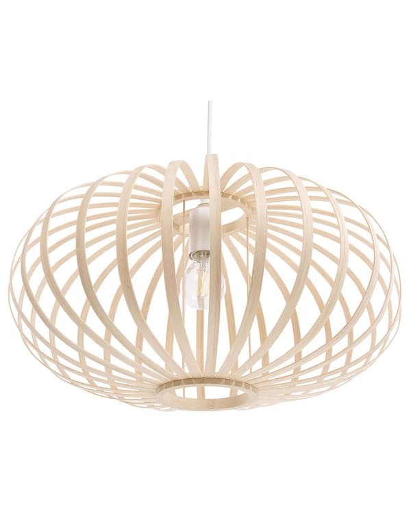 Pendellampe Lampe Lampe i Tre Bambus Oval Skjerm Hengende Taklampe