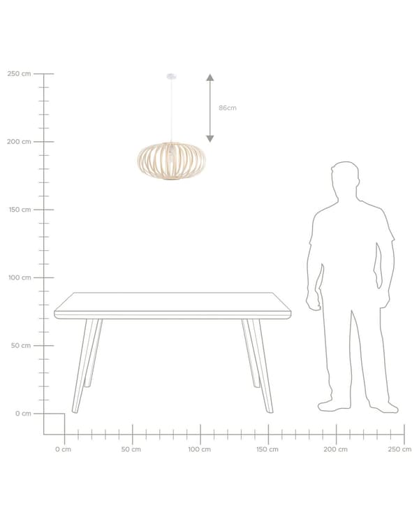 Pendellampe Lampe Lampe i Tre Bambus Oval Skjerm Hengende Taklampe