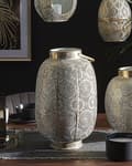 Miniatyrbilde 4 av 6: Lanterne Gull Metall 40 cm Med lysholder i glass Gjennombrutt design Orientalsk Boho