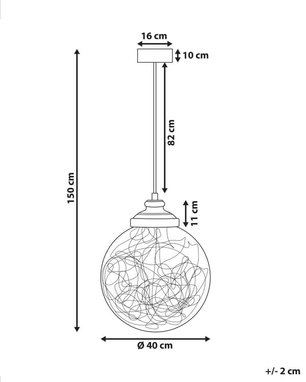 Pendellampe Glass Svart Kuleformet Moderne design Belysning Lampe Dekor