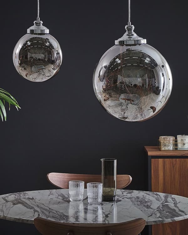Pendellampe Glass Svart Kuleformet Moderne design Belysning Lampe Dekor