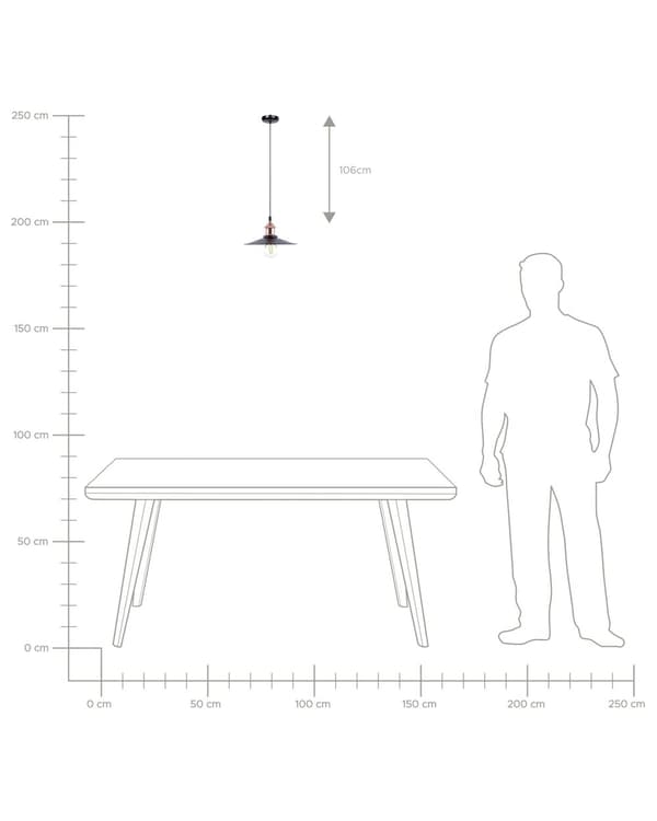 Sett med 3 Pendellamper i Svart Metall Taklampe i Industriell Stil 22 cm