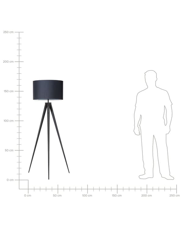 Gulvlampe Svart Polycotton 156H cm Svart Metall Stativben Trommeskjerm Moderne