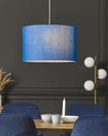 Miniatyrbilde 2 av 8: Pendellampe Blå Stoff ø 45 cm 1 lys Trommeformet lampeskjerm Taklampe Moderne Dekorativ Stue Spisestue