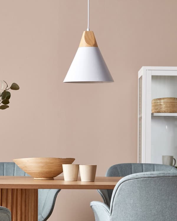Pendellampe Hvit Lyst tre Aluminium Kjegleformet skjerm Taklampe med 1 lys Moderne