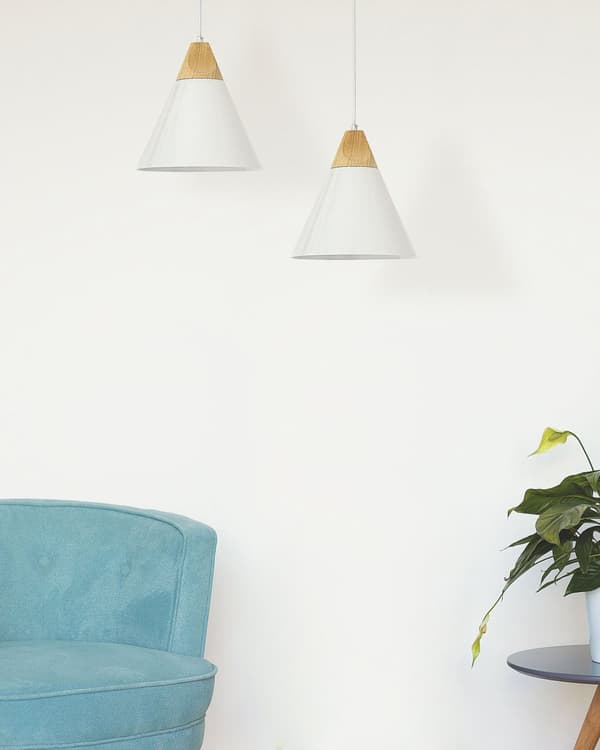 Pendellampe Hvit Lyst tre Aluminium Kjegleformet skjerm Taklampe med 1 lys Moderne