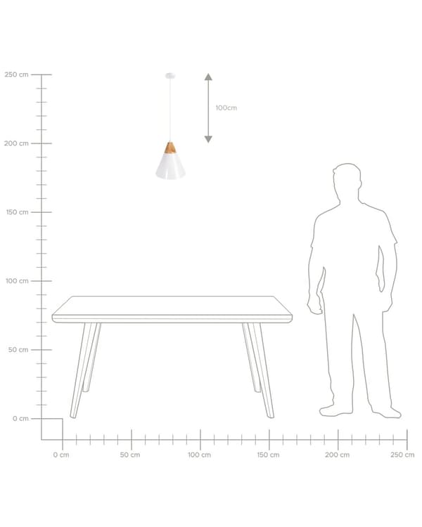 Pendellampe Hvit Lyst tre Aluminium Kjegleformet skjerm Taklampe med 1 lys Moderne