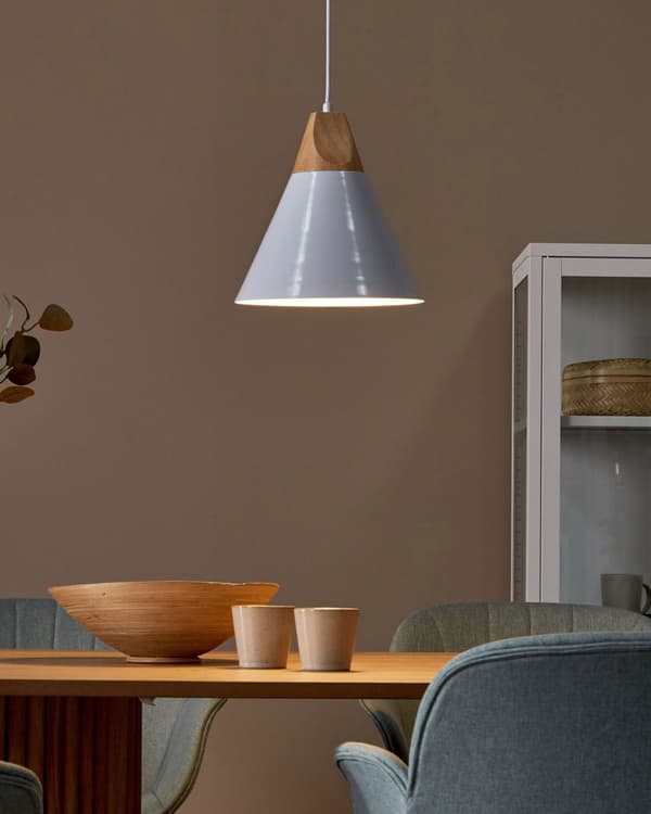 Pendellampe Hvit Lyst tre Aluminium Kjegleformet skjerm Taklampe med 1 lys Moderne