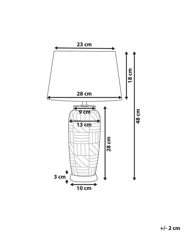 Bordlampe Beige Hvit Keramikk 48 cm Mønster Striper Klassisk skjerm Tradisjonell stil Belysning