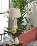 Miniatyrbilde 4 av 10: Bordlampe Beige Hvit Keramikk 48 cm Mønster Striper Klassisk skjerm Tradisjonell stil Belysning