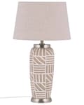Miniatyrbilde 5 av 10: Bordlampe Beige Hvit Keramikk 48 cm Mønster Striper Klassisk skjerm Tradisjonell stil Belysning
