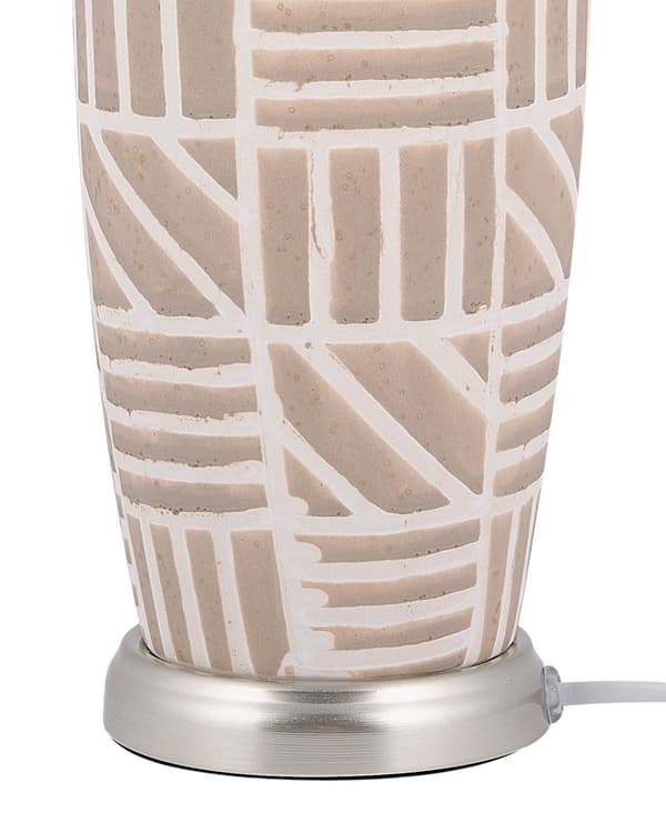 Bordlampe Beige Hvit Keramikk 48 cm Mønster Striper Klassisk skjerm Tradisjonell stil Belysning