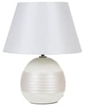 Miniatyrbilde 1 av 10: Bordlampe Off-White keramikksokkel Kunstsilkeskjerm Kegleformet nattbordslampe kremfarget