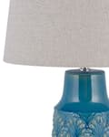 Miniatyrbilde 8 av 11: Nattbordslampe i Sjøblå og Grå Keramikk 55 cm med Bladmønster Tradisjonell