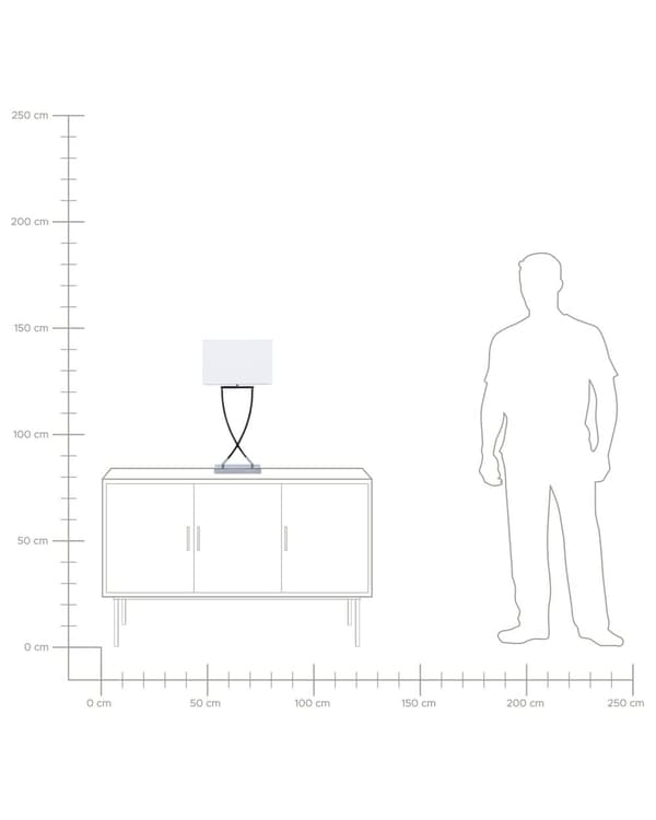 Bordlampe Sølv Metall Hvit Rektangulær Skjerm 62 cm Moderne Stue
