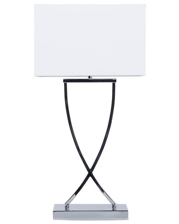 Bordlampe Sølv Metall Hvit Rektangulær Skjerm 62 cm Moderne Stue