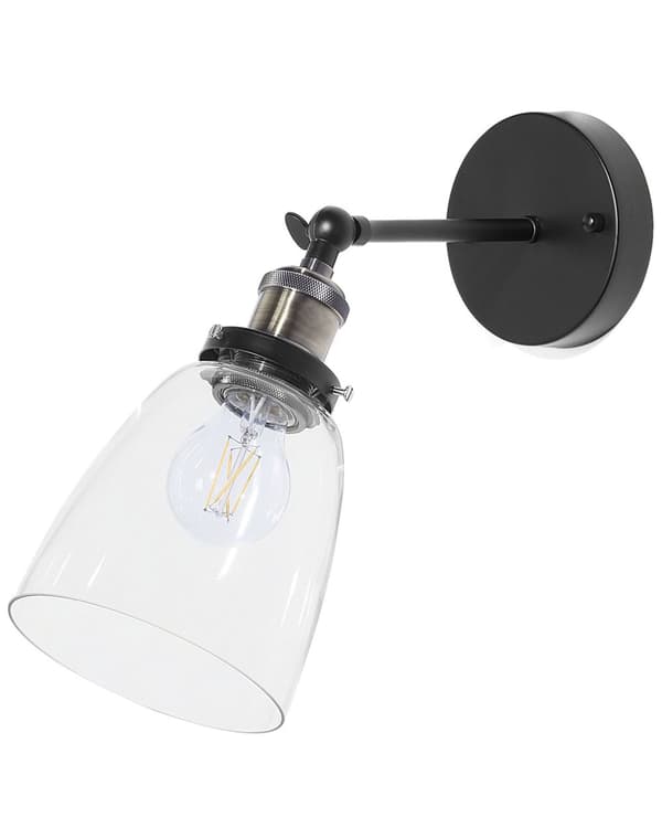Vegglampe Svart Glass Metall Justerbar Industriell