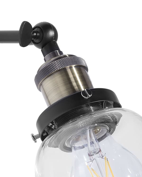 Vegglampe Svart Glass Metall Justerbar Industriell