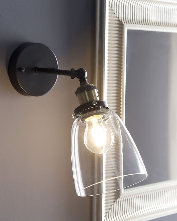Vegglampe Svart Glass Metall Justerbar Industriell