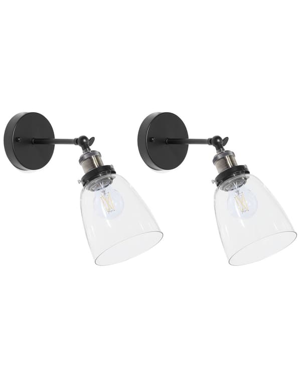 Vegglampe Svart Glass Metall Justerbar Industriell