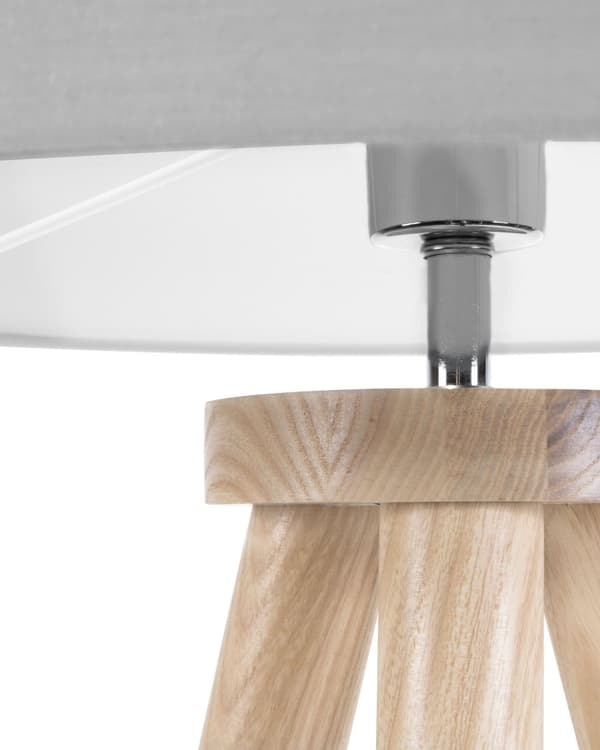 Gulvlampe Grå polybomull 142H cm Eik Lyst tre Stativben Trommeskjerm Moderne