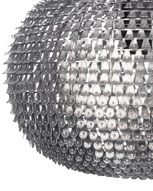 Pendant Lamp Silver Metal Globe Light Sparkle Scales