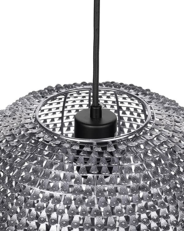 Pendant Lamp Silver Metal Globe Light Sparkle Scales