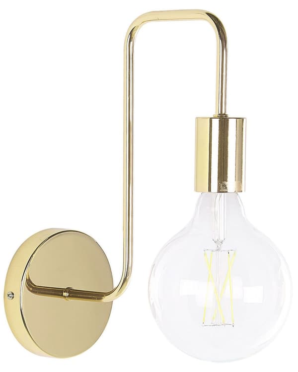 Vegglampe Gull Metall Blank finish Eksponert lyspære Glam Moderne