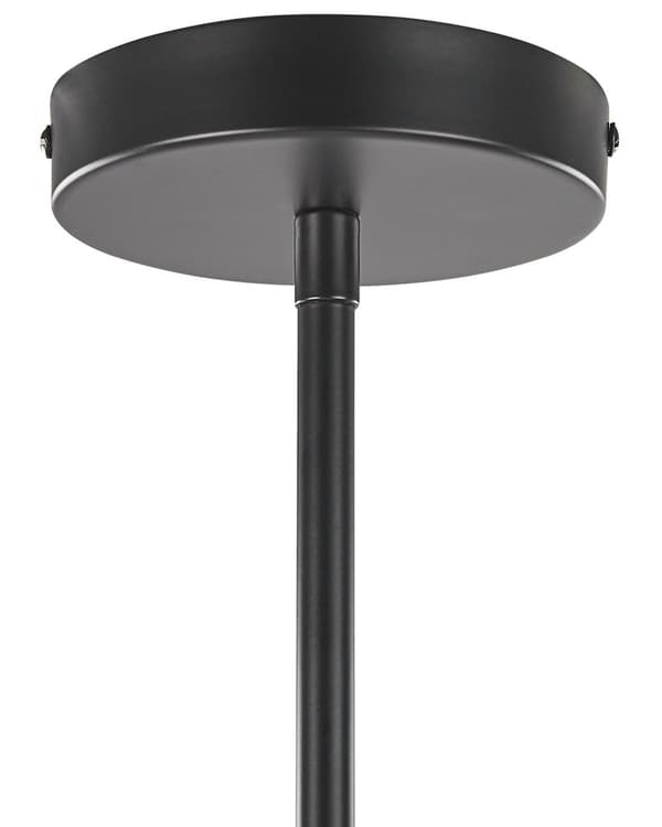 Pendellampe Svart Metall 100 cm med 6 Lyspærer Hvite Glass Globeskjermer