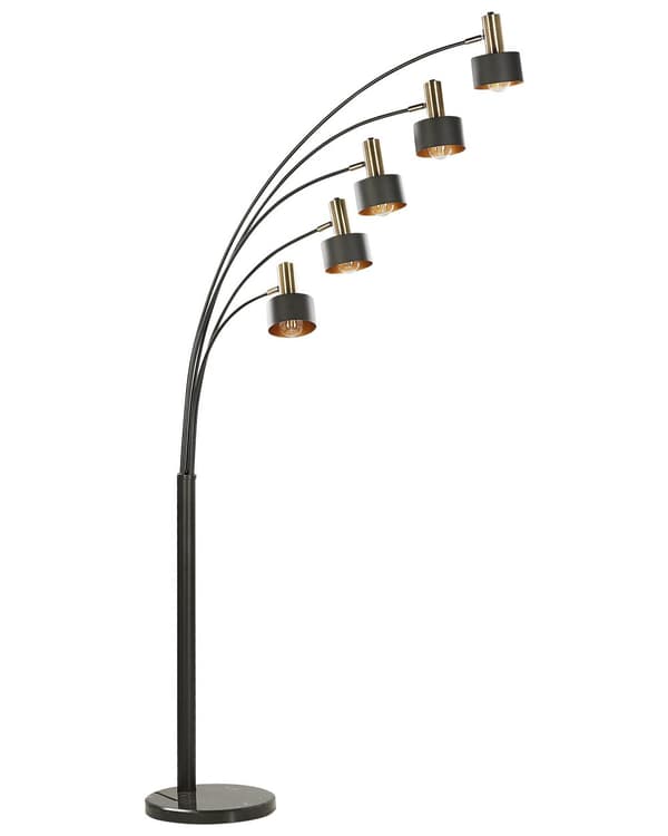 Gulvlampe Svart Metall 210 cm 5 Lys Justerbare Skjermer Lang Ledning med bryter Lampe Moderne Design