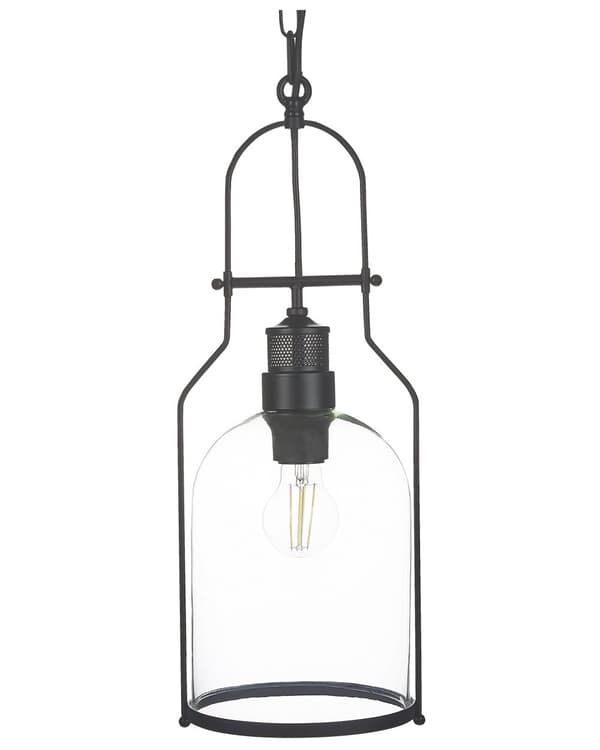 Pendellampe Svart Metall 166 cm Skjerm i klart glass Retro og industriell stil Belysning Dekorasjon