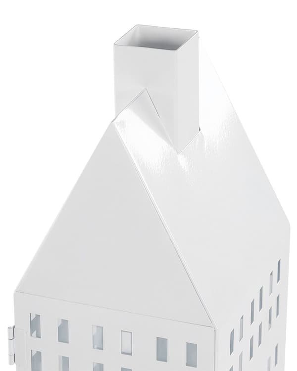 Lykt Hvit Jern 40 cm Søyle Lysestake Håndtak Minimalistisk Industriell Dekorasjon