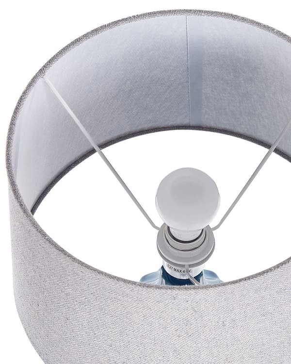 Bordlampe Blågrøn Keramik Bomuld Hør ø 35 x 56 cm Dekorativ Sengelampe med Kegleformet Lampeskærm Stue Soveværelse Tilbehør Indretning