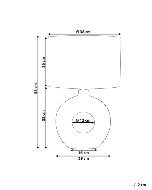 Bordlampe Hvid Beige Keramik med Hør Bomuld ø 38 x 58 cm Dekorativ Sengelampe Hul Base Cylinderformet Lampeskærm Design til Stue Soveværelse