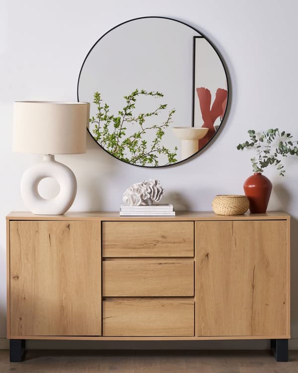 Bordlampe Hvid Beige Keramik med Hør Bomuld ø 38 x 58 cm Dekorativ Sengelampe Hul Base Cylinderformet Lampeskærm Design til Stue Soveværelse