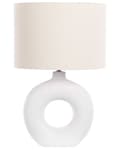 Miniatyrbillede 1 af 11: Bordlampe Hvid Beige Keramik med Hør Bomuld ø 38 x 58 cm Dekorativ Sengelampe Hul Base Cylinderformet Lampeskærm Design til Stue Soveværelse