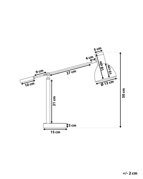 Bordlampe Hvit Metall 50H cm Lys Tre Kranarm Justerbar Skjerm Moderne