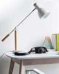 Miniatyrbilde 4 av 11: Bordlampe Hvit Metall 50H cm Lys Tre Kranarm Justerbar Skjerm Moderne