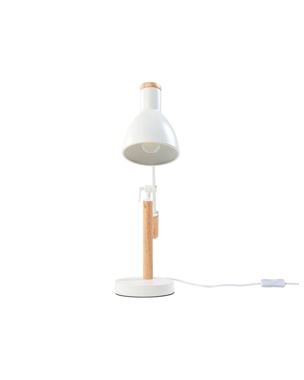 Bordlampe Hvit Metall 50H cm Lys Tre Kranarm Justerbar Skjerm Moderne