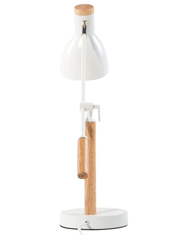 Bordlampe Hvit Metall 50H cm Lys Tre Kranarm Justerbar Skjerm Moderne